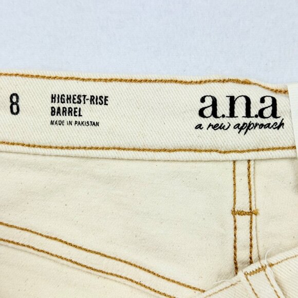 A.n.a Women's High-Rise Stretch Cream Curve Tapered Barrel Denim Jeans Size 8 NW - Picture 5 of 12